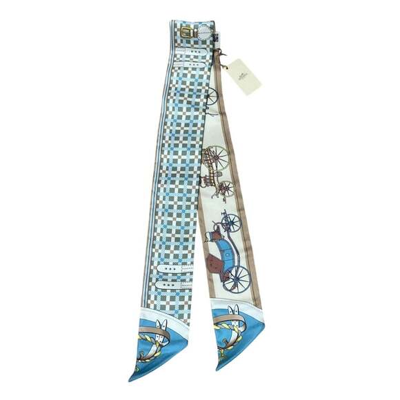 HERMES Authentic Blue Silk Scarf - Picture 2 of 13